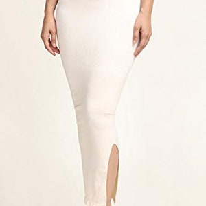 White Women's Saree Shapewear Blended Mermaid Petticoat Stitched