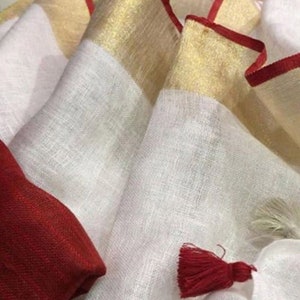 100% Pure Linen Saree Linen By Linen Sari Pure Handloom Saree for Festive Wedding Sari Women Clothing Indian Sari Gifts Made in india Fabric
