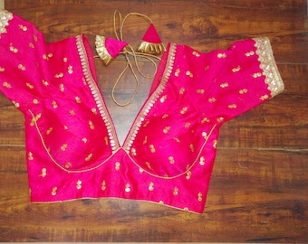 Sabyasachi V Neck Blouse Readymade Sari Blouse Designer Sequence blouse Wedding Indian Bridal Sari Choli Crop Top on Skirt Bridesmaid Gift