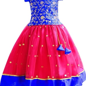 Rajasthani Lehenga, Pavadai For New Born Baby Kids Lehenga Indian traditional silk Net lehanga choli South Pavadai Set Festive Ethnic Wear