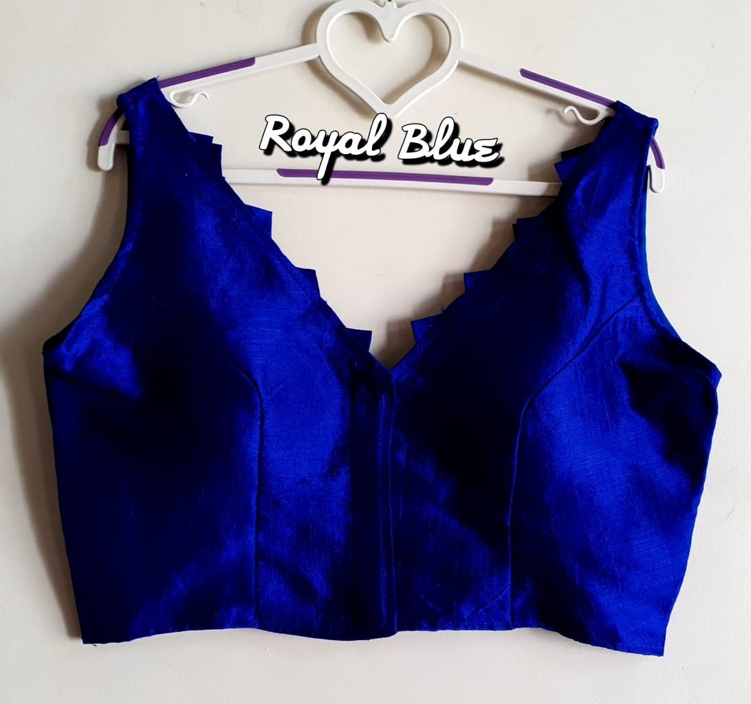 Royal blue Readymade Bride Designer Solid Plain Saree Blouse | Etsy