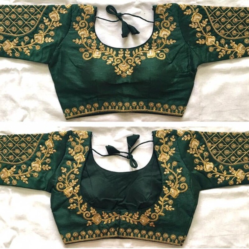 Protea Saree Cluster Blouse Set - Turquoise Blue main image 1