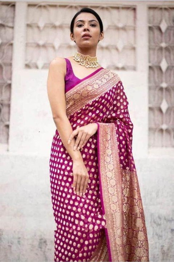 Black Handwoven Banarasi Georgette Saree - Shivangi Kasliwal