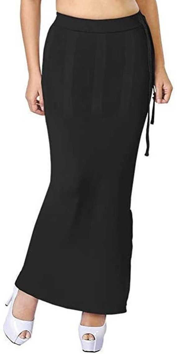 Black Women Saree Shapewear Blended Mermaid Petticoat Stitched Lehenga  Women Strechable Sari Skirt for Bridesmaid Solid Plain Skirt 