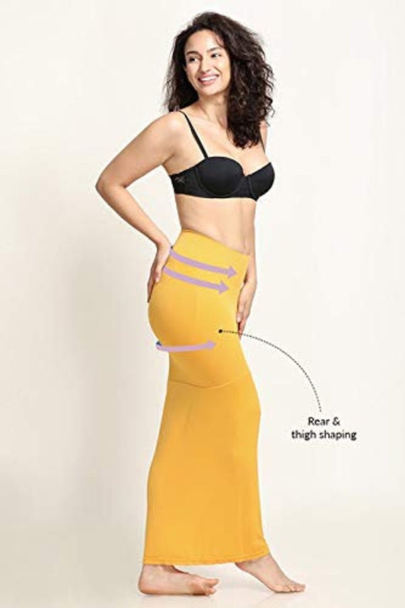 Yellow Women' Saree Shapewear With Side Slit Mermaid Petticoat