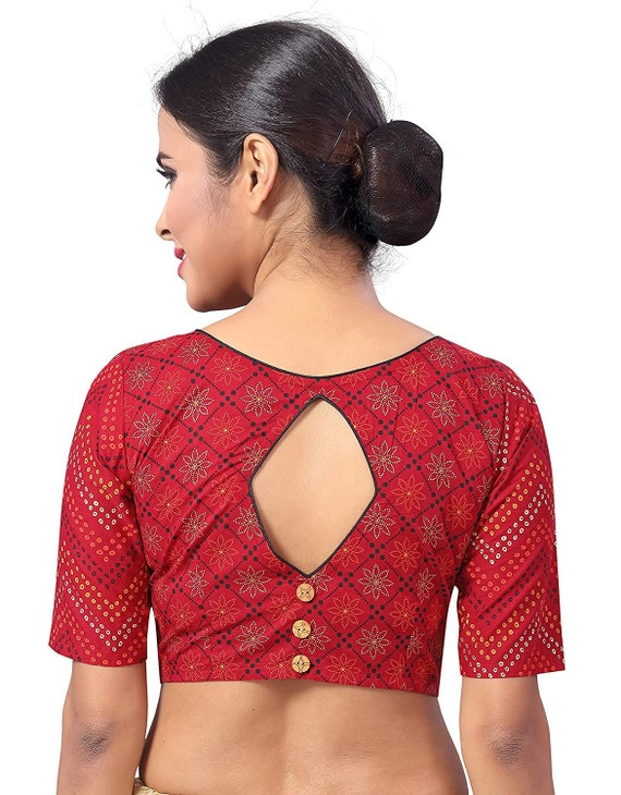 Bandhani cotton saree with best sale blouse