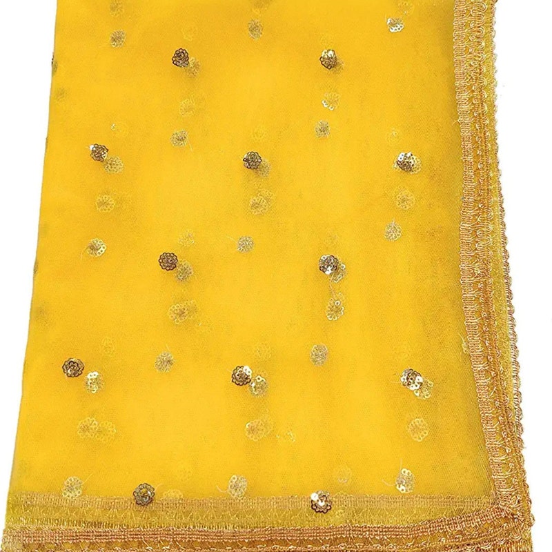 Light Yellow Dupatta with Lace Border main image 0