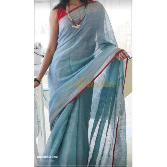 100/% Pure Tissue Linen Saree Linen By Linen Sari Pure Handloom Saree for Festive Wedding Women Clothing Indian Gifts Made in india Fabric