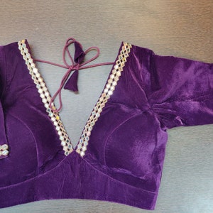 RUMI CROP BLOUSE / PURPLE SILK VELVET