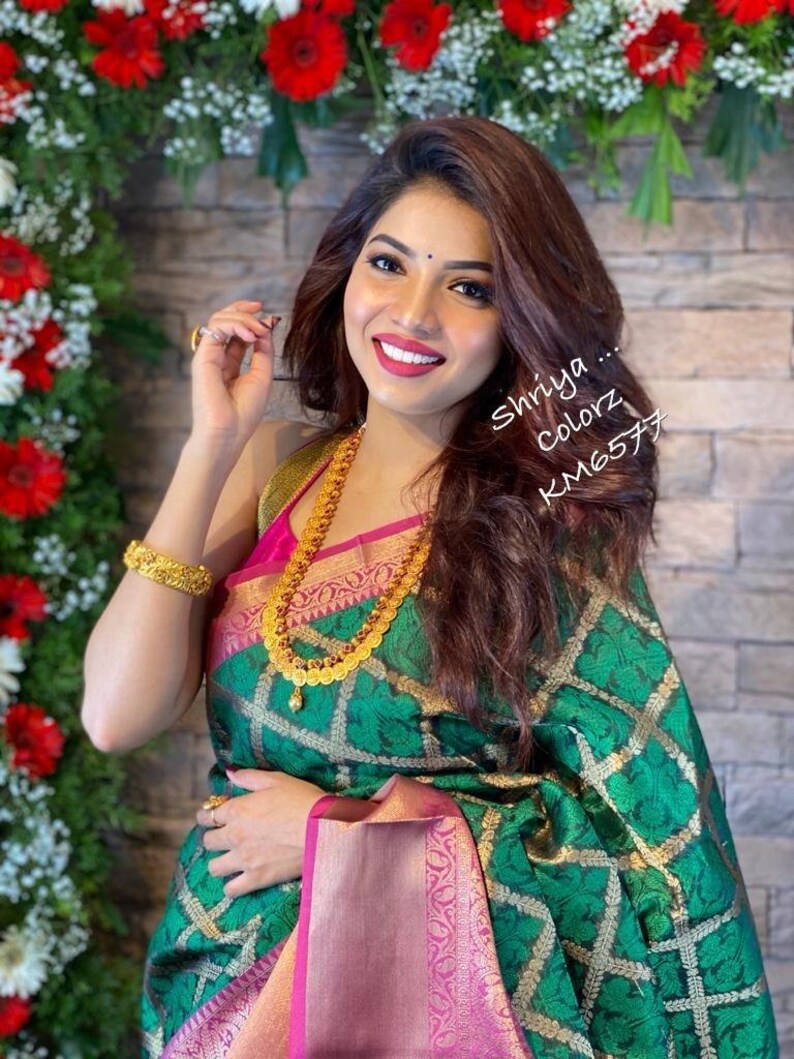 Traditional Banarasi Silk Saree Weaving Zari Work Designer Sari Women/'s Clothing Indian Tradition Wedding Saree Bridal Gifts Bridesmaid Top