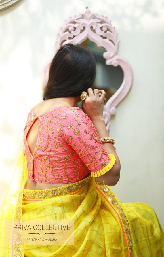 Cotton silk saree with designer blouse clearance