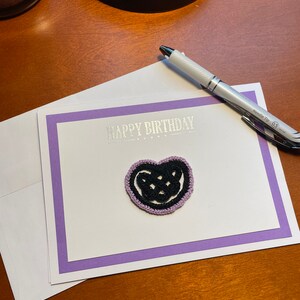 Hand Embossed Birthday Card with Crochet Notion