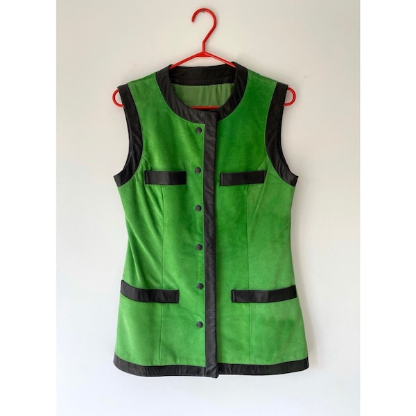 90s vintage danier bright green neon suede leather button up vest – small | unique casual statement retro funky chic waistcoat jacket canada