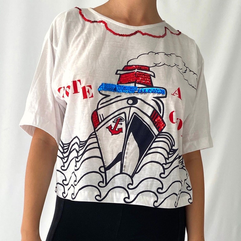 Nautical Cropped Shirt - White