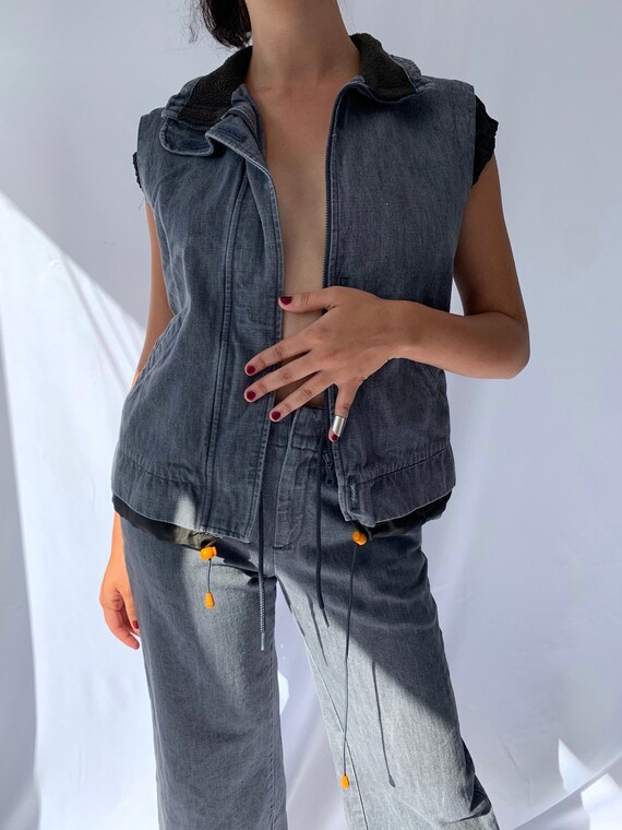 90s vintage grey denim two piece matching set - s… - image 2