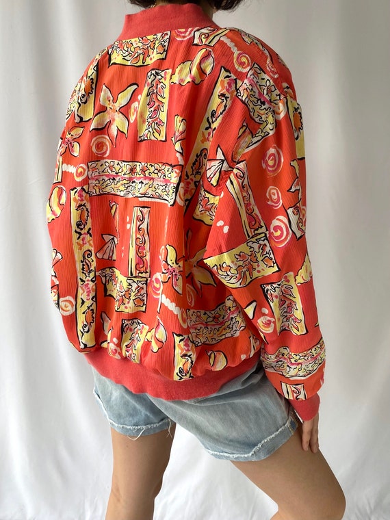 90s vintage coral pink seashell bomber jacket – m… - image 6