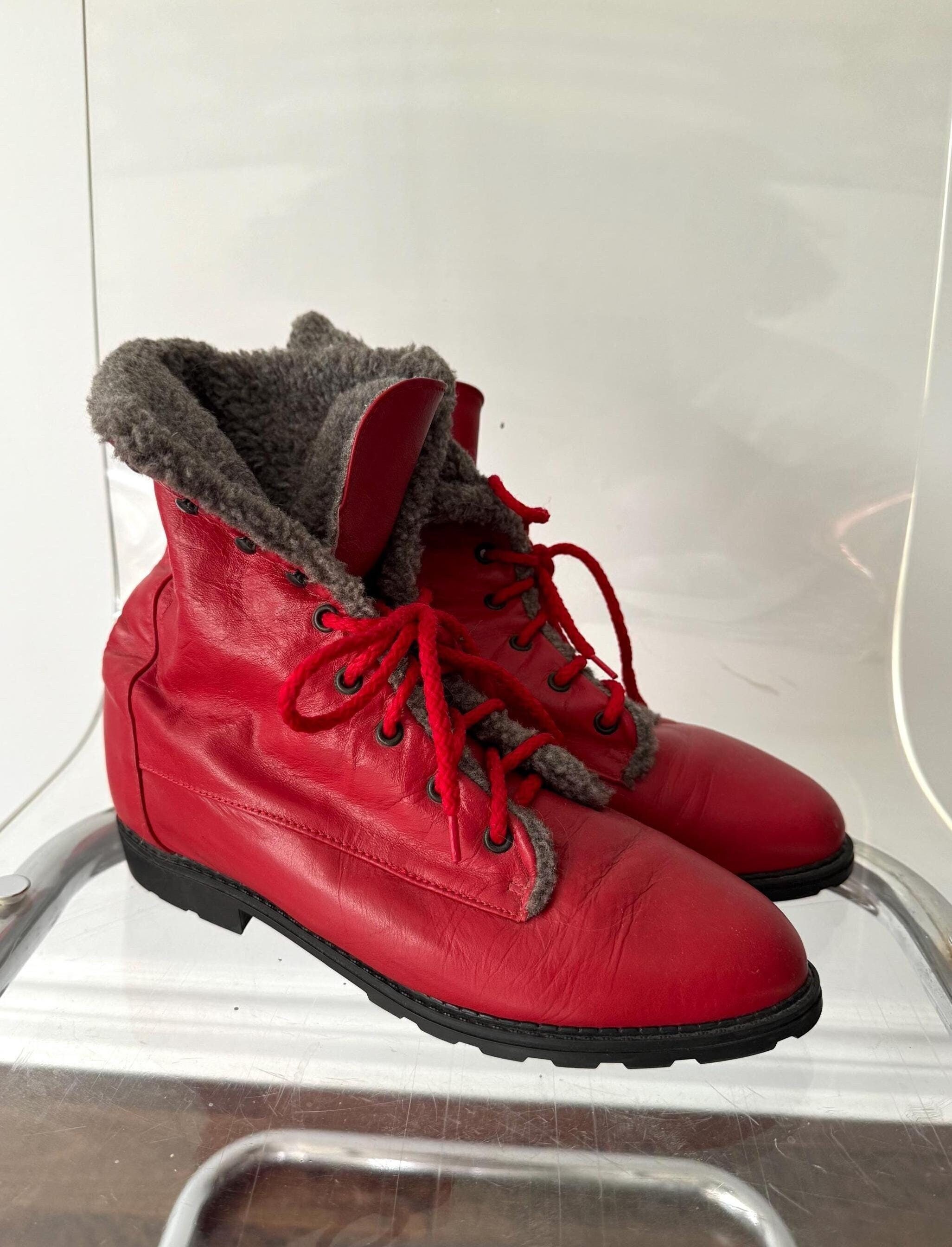 Fuzzy lace up boots clearance