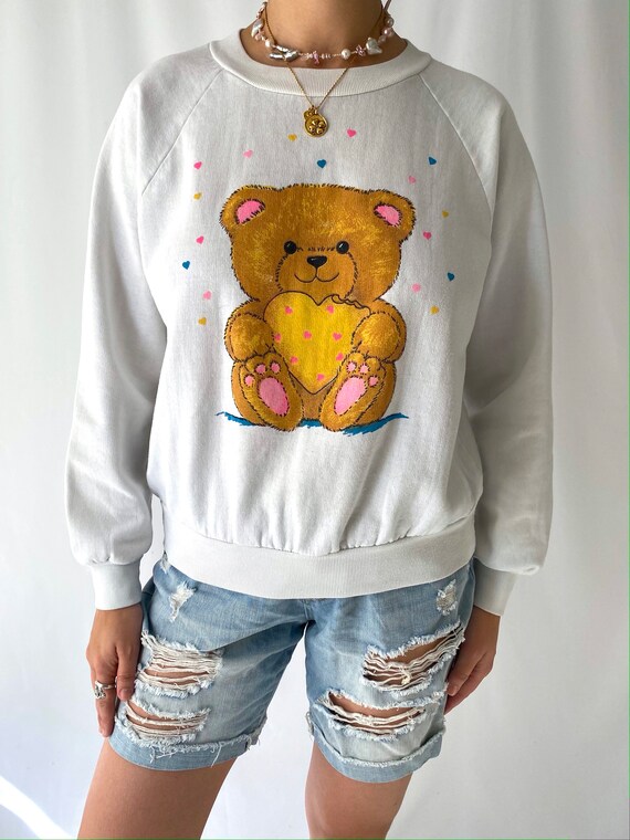 80s 90s vintage teddy bear pullover sweater–  ext… - image 2
