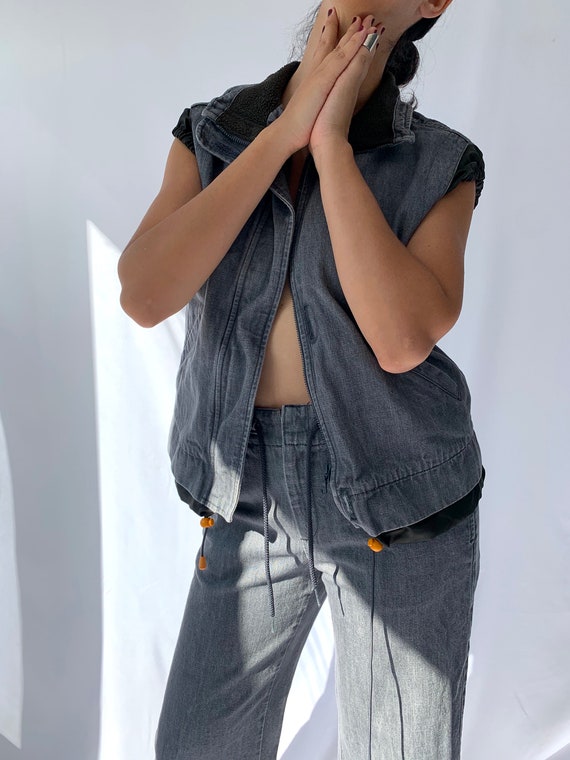 90s vintage grey denim two piece matching set - s… - image 3