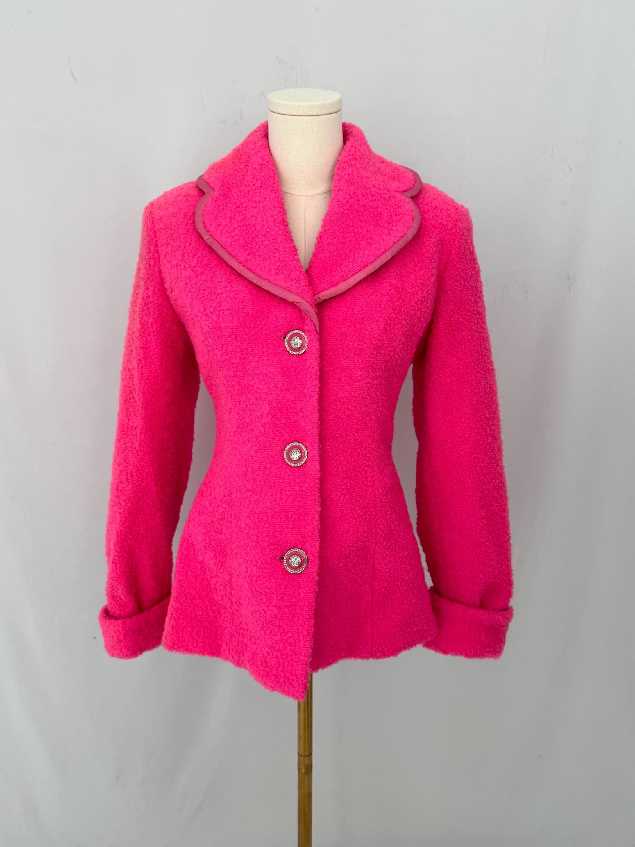 ⭐️希少 美品 ツイード ピンク ジャケット Y2K 昭和 金ボタン Y2k Pink Coat - Etsy