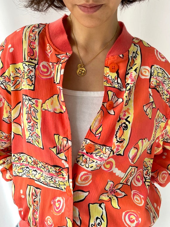 90s vintage coral pink seashell bomber jacket – m… - image 8