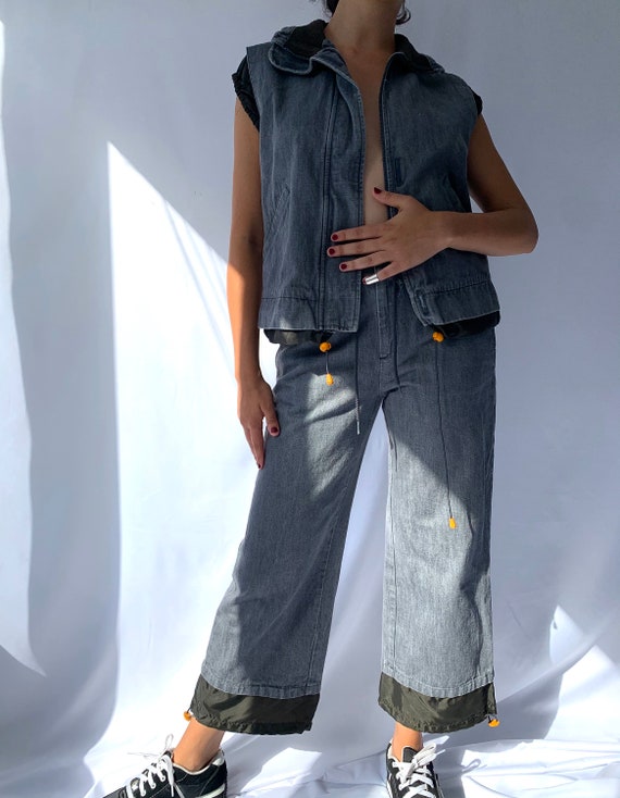 90s vintage grey denim two piece matching set - s… - image 5