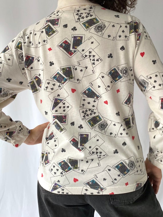 80s vintage playing cards turtleneck pullover swe… - image 6