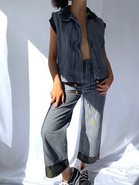 90s vintage grey denim two piece matching set - s… - image 4