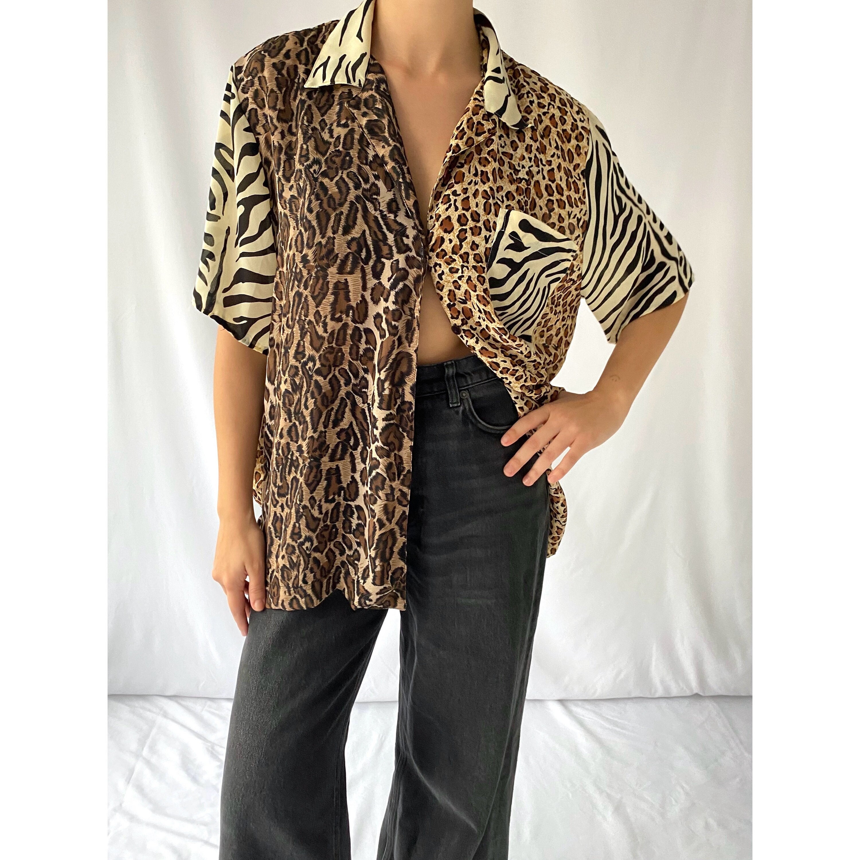 Red zebra print deals top