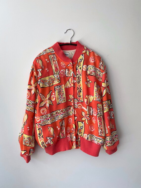 90s vintage coral pink seashell bomber jacket – m… - image 9