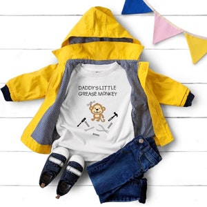 Mommy/Daddy's Little Grease Monkey, Toddler Baby Bodysuit Shirt, Racing, Mothers Day, Fathers Day Gift, Baby Shower Gift, Mechanic Shirt image 5