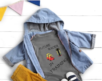 Future Racer In Training, Toddler Baby Car Shirt Bodysuit, Racing, Father's Day, Baby Shower, Race Car, Drag Racing Shirt