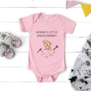 Mommy/Daddy's Little Grease Monkey, Toddler Baby Bodysuit Shirt, Racing, Mothers Day, Fathers Day Gift, Baby Shower Gift, Mechanic Shirt image 2