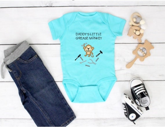 Mommy/Daddy's Little Grease Monkey, Toddler Baby Bodysuit Shirt, Racing, Mothers Day, Fathers Day Gift, Baby Shower Gift, Mechanic Shirt