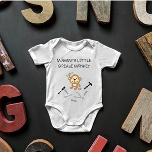Mommy/Daddy's Little Grease Monkey, Toddler Baby Bodysuit Shirt, Racing, Mothers Day, Fathers Day Gift, Baby Shower Gift, Mechanic Shirt image 6