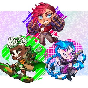 3&quot; Arcane Charms with Epoxy Coat, Vi, Jinx, and Ekko- Set 01