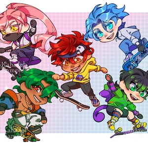 3&quot; SK8 the Infinity Rainbow Charms with Epoxy Coat, Reki, Langa, Cherry, Joe, Miya