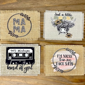 Hat Patch, Trucker Hat Patch, Frayed edge patch, Mama, Leopard, highland cow