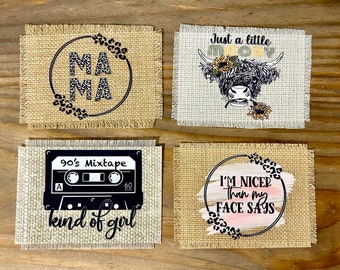 Hat Patch, Trucker Hat Patch, Patch bord effiloché, Mama, Léopard, vache des hautes terres