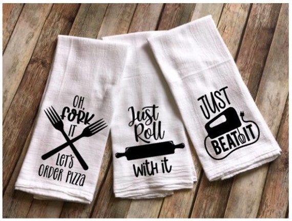 What a witty idea for a kitchen towel!  Kitchen humor, Funny tea towels,  Flour sack towels