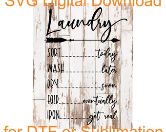 Fichier SVG de signe de blanchisserie pour DTF ou sublimation ; téléchargement numérique