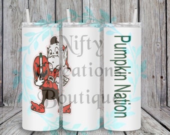 EXCLUSIVE *** Pumpkinhead **Cleveland Football Pumpkin Nation Colors Browns NFL Sublimation Tumbler stainless steel insulated