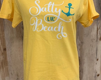Salty LIL Beach Anchor T-shirt Summer Glitter 100% Cotton Universal Style shirt