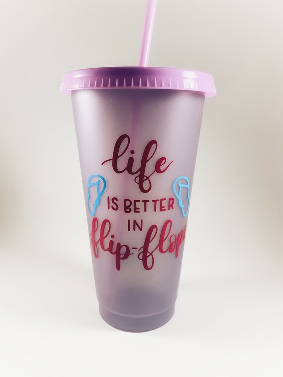 Life is Better in Flip Flops FunSummer 24oz Color Changing Tumbler /& Straw Set Reusable and Eco Friendly!