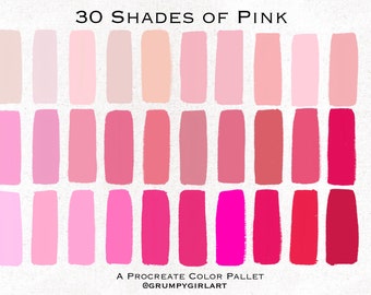 Shades of Pink Procreate Palette | Procreate Swatches | 30 Color Palette