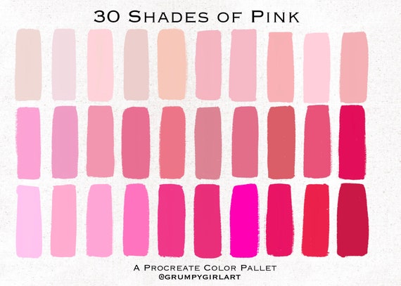 Shades of Pink Procreate Palette | Procreate Swatches | 30 Color Palette