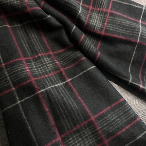 Black burgundy plaid: Brushed sweater