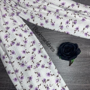 Ribbed pointelle: White lavender floral