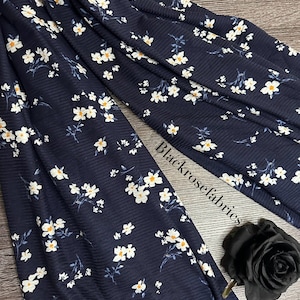 Ribbed knit: Navy white floral