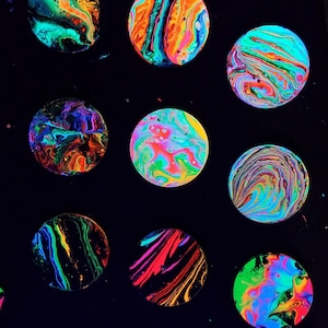 1.5 inch wide trippy planets  blacklight decor gift girlfriend boyfriend child wife husband trippy psychedelic neon